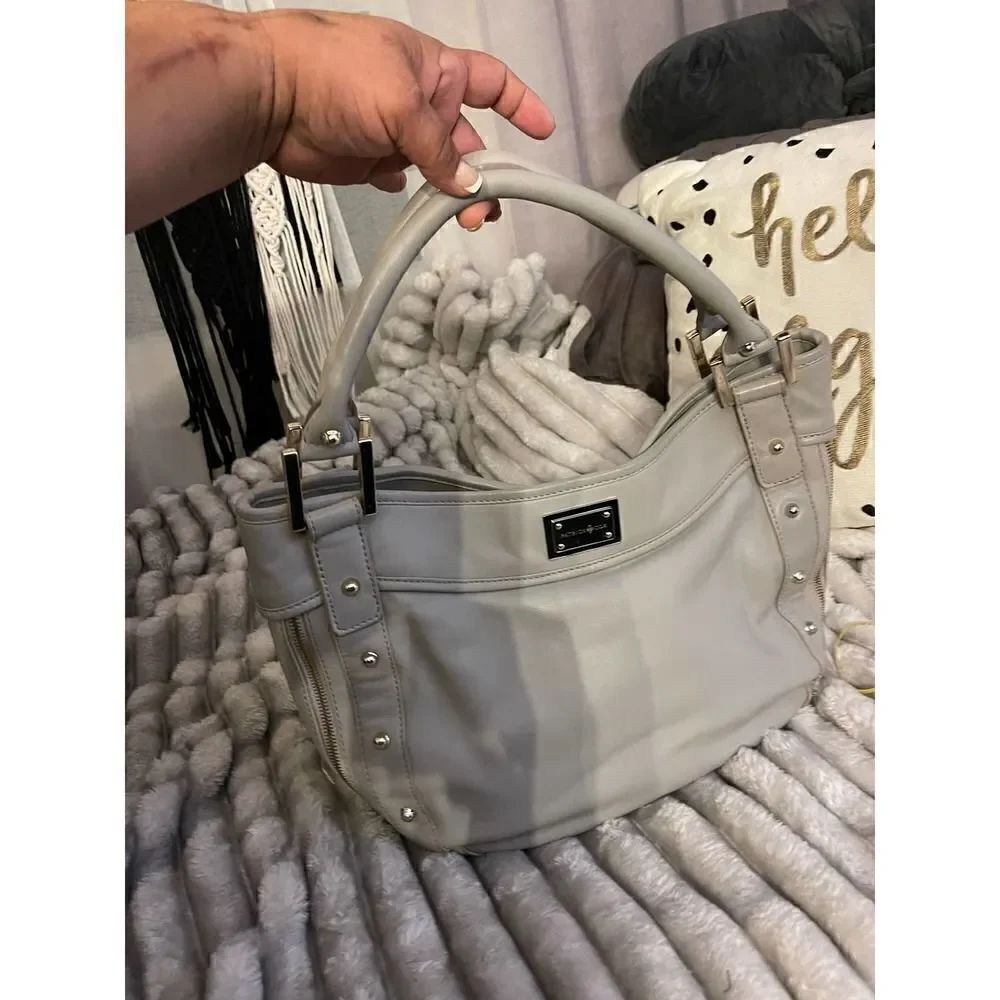 Patrick cox grey leather saddle/hobo handbag purse pocketbook bag